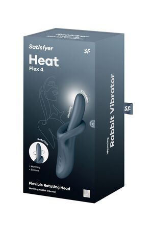 Серый вибратор-ротатор с функцией нагрева Heat Flex 4 - 23 см.